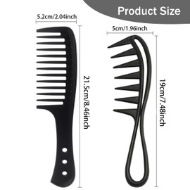 JOAOXOK Large Tooth Comb,2 Pcs Wide Tooth Comb Wide Tooth Curl Comb Shark Teeth Hair Hairstyle Tool for Curly Wet Wavy Thick Hair Wigs Barber Salon, Women Men (Black)