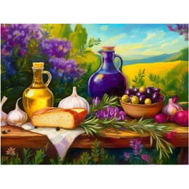 Still Life Rustic Country Breakfast Pattern A657 Accent Tile Mural Kitchen Bathroom Wall Backsplash Behind Stove Range Sink Splashback One Tile 8"x6" Ceramic, Matte