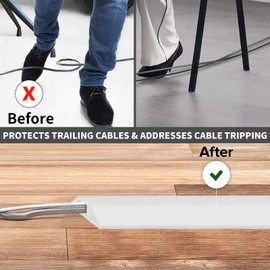 Flexible Small Cable Duct Cable Bridge Floor, Floor Cable Duct, 1 m x 2 cm Hose Bridge Floor Cable Cover, Cable Duct Floor Flat Cable Protection for Offices, Homes, Warehouses, Hotels, etc. (White)