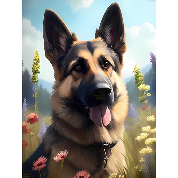 MOER SKY Fun German Shepherd Diamond Painting Kits for Adults