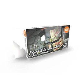 AK Interactive AK11683 Black & Cream White Vehicle Interiors Colors Set 6x17ml