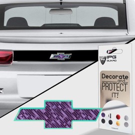 IPG Compatible con 2010-2013 Camaro LS LT RS SS - Pegatinas de emblema trasero - Juego de pegatinas de emblema (camaleón morado a azul con contorno de coral azul)