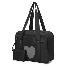 Ita Bag - Bolso de mano para la escuela japonesa (tamaño grande), diseño de corazón, Negro, 1 US