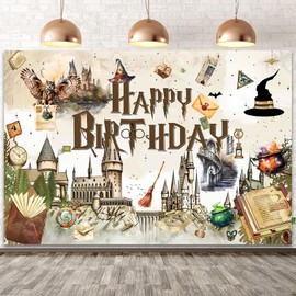 Ainvliya Hary Happy Birthday Backdrop, Photography Backdrop Photo Background for Birthday, Happy Birthday Banner Party Supplies for Kids Party Decorations 5x3FT