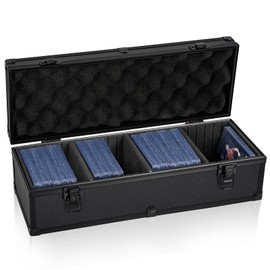 OUUTMEE Toploaders Storage Box for 3" x 4" 35pt Rigid Card, Top Loader Card Storage with 3 Partition Holds 300+ Toploaders, Magnetic Card Holders