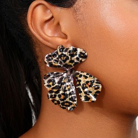 Leopard Print Earrings for Women Leaf Earrings Leopard Accessories for Women Boho Earring Trendy Party Jewelry Gift