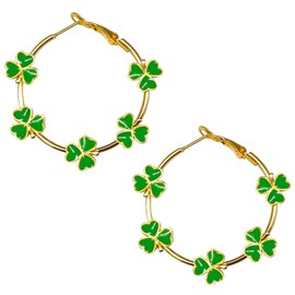 MAQVQLU St Patricks Day Earrings for Women Shamrock Earrings St Patricks Hoop Earrings St Patricks Day Jewelry