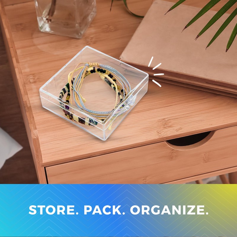 20-Pack Clear Hard Plastic Hinged Lid Storage Containers 2.56"L x