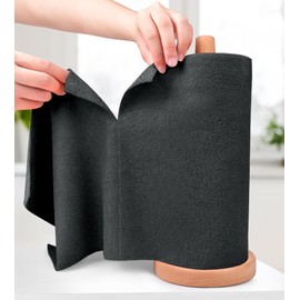 KitchLife Microfiber Cleaning Cloth Roll - Tear-Away Reusable Microfiber Paper Towels, Lint-Free, Washable, 20 Sheets for Kitchen, Car, Dishes, and Sensitive Surfaces (Black)