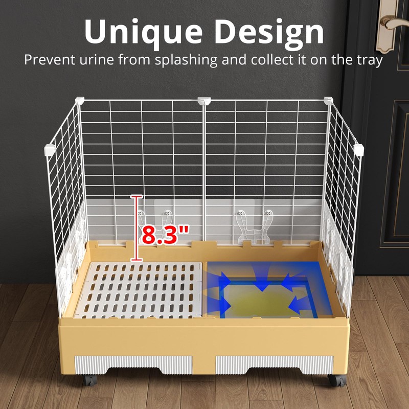 Oneluck Deluxe Rolling Bunny Hutch with Urine Guard,Small Rabbit Cage