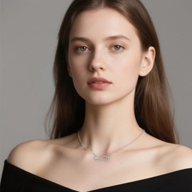 Reffeer Solid 925 Sterling Silver Safety Pin Choker Necklace for Women Teens Paper Clip Pendant Necklace CZ Pin Necklace (A-Silver)