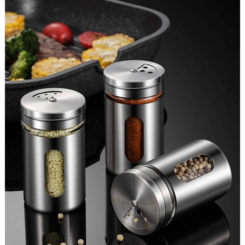 Morning Place Stainless Steel Condiment Can Set, Seasoning Container Set,