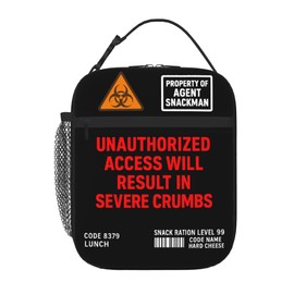 WOEMOZAP Highly Classified Funny Lunch Bag for Kids & Adults – Insulated Top Secret Lunch Box with Secret Agent Design – Reusable Novelty Tote for School, Work, or Travel