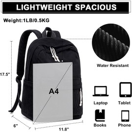 BLUBOON Backpack for Women School Backpack Travel Hiking (Corduroy Black)