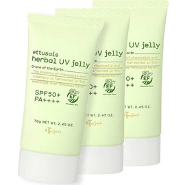 Etusé Herbal UV Jelly, Face and Body Sunscreen Gel SPF 50+, PA++++, 2.5 oz (70 g) x 3 Pieces