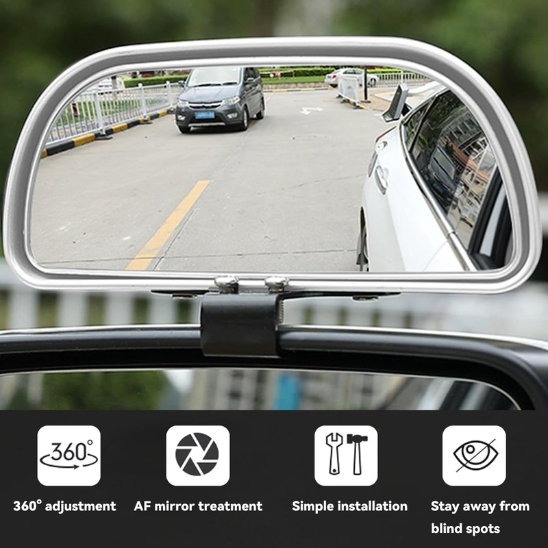 BESULEN Blind Spot Mirror for Car, HD Glass Adjustable Convex