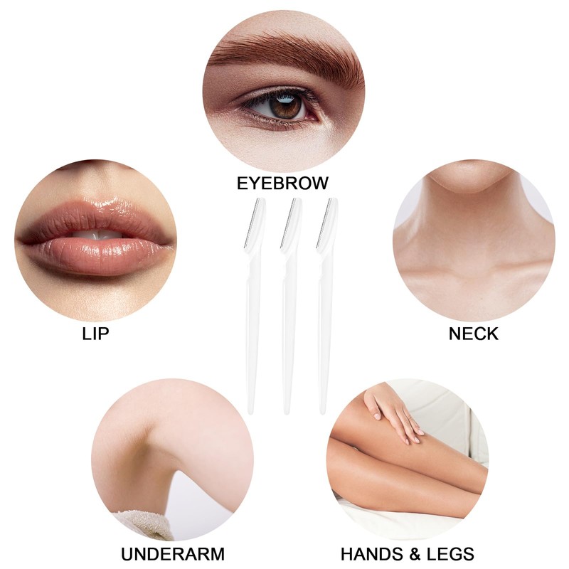 HFATMOS 12 Pcs Eyebrow Razors, Face Razors Multipurpose, Exfoliating Dermaplaning