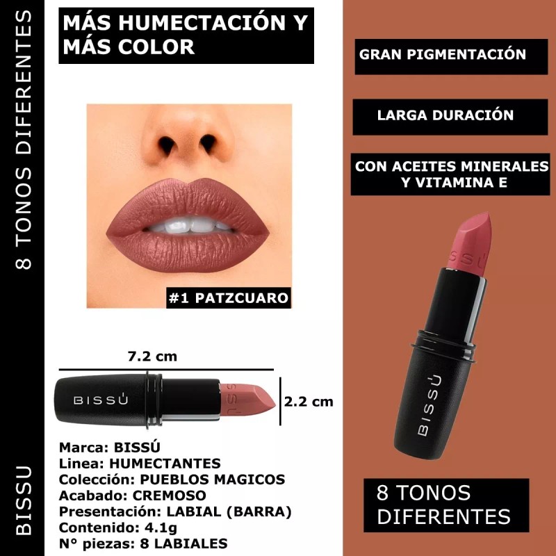 Bissú Labial Bissu Humectantes Tonos Nude Cafe 8 Piezas