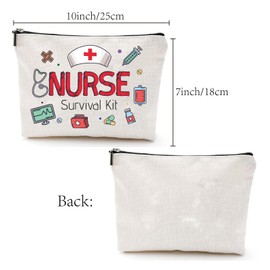 CREATCABIN Nurse Survival Kit Bag Nurse Makeup Bag Polycotton Multi-Purpose Cosmetic Work Pencil Case Pouch Bag with Zipper Canvas Travel Bags for Nurse Women Student Practitioner Gift 10 x 7 Inch