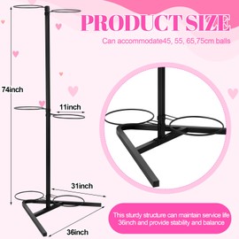 DoubleFill Exercise Yoga Stability Ball Holder Vertical Exercise Gym Ball Stand Storage with Tubular Steel Frame Equipment Organizer Suitable for Home Commercial Gym Studios