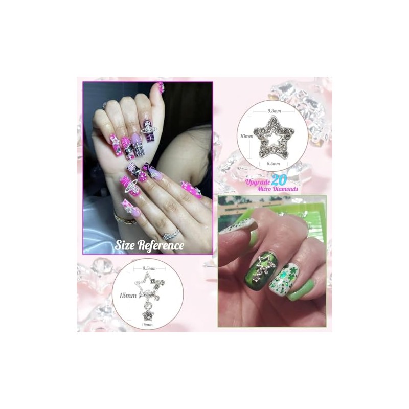 qiipii - 48 piezas de dijes de uñas de estrella