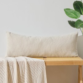 ORTIGIA Boucle Lumbar Pillow Covers 14x36 Beige Textured Body Pillow Case Neutral Pillowcases for Indoor Couch Sofa Bed Cushion Living Room Modern Cushion Cases