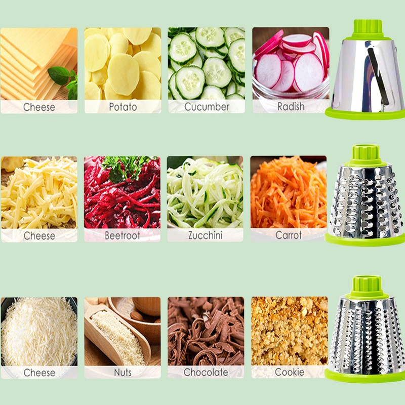 Eleko Meyar Cheese Grater with Handle, Multifunctional Manual Rotary Cheese
