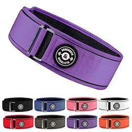 DNDL Self-Locking Weightlifting Belt, 4-Inch, Nylon, Metal Buckle (Purple, Medium)