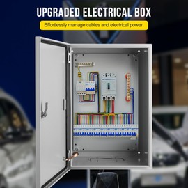 24x16x12 Electrical Enclosure, NEMA 4 Outdoor Enclosure, IP66 Waterproof & Dustproof Cold-Rolled Carbon Steel Hinged Junction Box for Outdoor Indoor Use