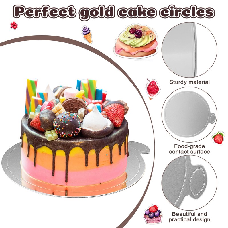 zsccxq Mini Cake Boards 50 Pack 4 Inch Silver Mini