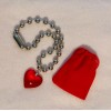 Unbranded Beaded Necklace With Big Large Red Glass Crystal Heart