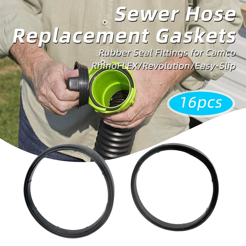 16pcs RV Sewer Hose Replacement Gaskets - Equivalent to 39834