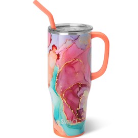Swig Life 40oz Mega Mug, 40 oz Tumbler with Handle and Straw, Cup Holder Friendly, Dishwasher Safe, Extra Large Insulated Tumbler, Stainless Steel (Dreamsicle)