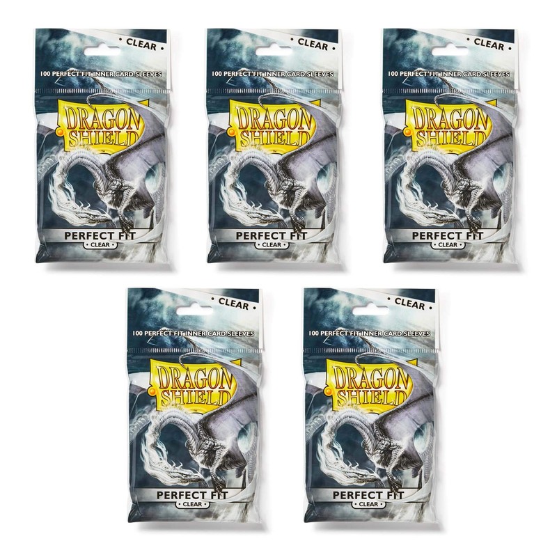 Dragon Shield Bundle: 5 Packs of Clear Perfect Fit Standard