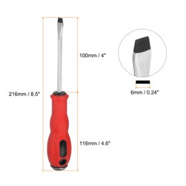 sourcing map 2pcs Go-Thru Screwdriver SL6 x 100mm S2 Steel High Torque Magnetic Slotted Flat Screwdrivers with Striking Cap for Fastening, Chiseling and Loosening