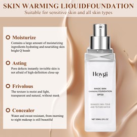 Pack of 2 Foundation Colour Changing, Colour-Changing Foundation for Mature Skin, Moisturising Foundation Make-Up, Brightening White Foundation, Natural Brightening, Perfect Makeup