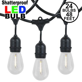Novelty Lights 48 Foot S14 Filament LED Edison Outdoor String Lights - Energy Efficient - Commercial Grade Hanging String Lights – Pergola Bistro Patio String Lights - 26 Plastic Shatterproof Bulbs