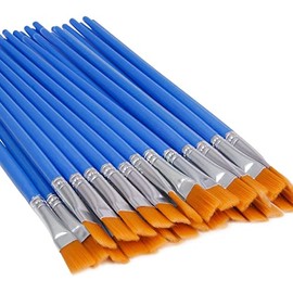 Paint Brush, Brush, Flat Brush, Painting, Watercolor, Oil Painting, Acrylic Painting, Set of 60 (Blue Flat Brush, 4.9 inches (12.5 cm)