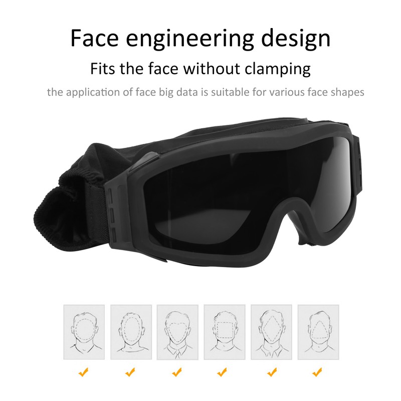 Tactics DustProof Protective Glasses Impact Resistant AntiExplosion Military Goggles(Verre gris
