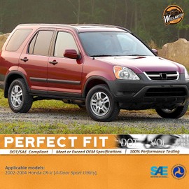 WEELMOTO Halogen Headlights for 2002-2004 Honda CR-V,Headlamp for 2002 2003 2004 Honda CR-V with Chrome Housing Amber Reflector Left+Right Side