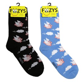 Foozys Women’s Crew Socks | Flying Pigs Farm Novelty Socks | 2 Pair