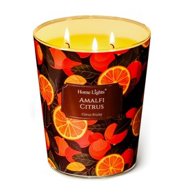 HomeLights 3-Wick Candles for Home Scented - 34oz Soy Wax Blend Candle Long-Lasting Fragrance, Eclectic Mixed Styles Home Decor and Housewarming Gifts, Amalfi Citrus