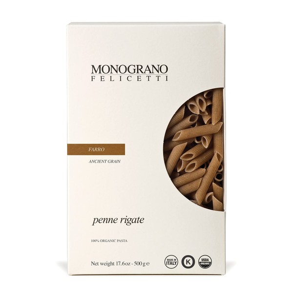 Monograno Felicetti Farro Penne Rigate Pasta Italian Organic Non-GMO 17.6oz (500g)