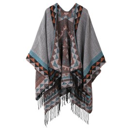 Urban GoCo Women's Poncho, Stole, Bohemian Tassel Scarf -