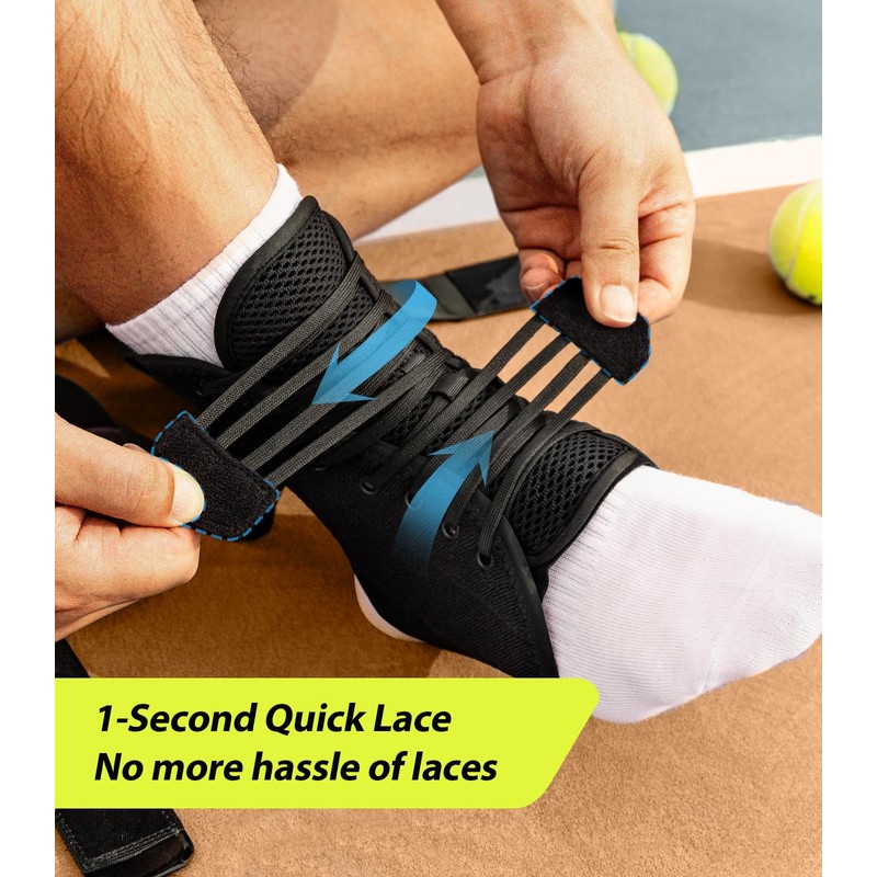 ZOELION Ankle Support with Side Stabilizing Pads, Quick Lace Up