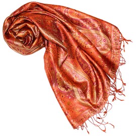 Lorenzo Cana Luxury Pashmina Scarf Jacquard Woven 100% Silk Paisley Pattern Multicoloured 70 x 190 cm - 70 x 190 cm