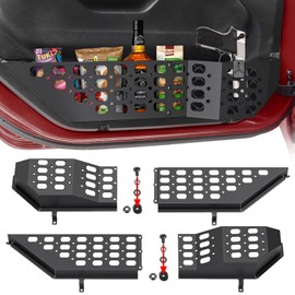 MEAUTELE Metal Front Door Pocket Storage Box for Jeep Wrangler JL JLU 4XE 2018-2024 Gladiator JT 2020 2021 2022 2023 2024 Door Storage Organizer Accessories 2PCS (Front Door Matte black)