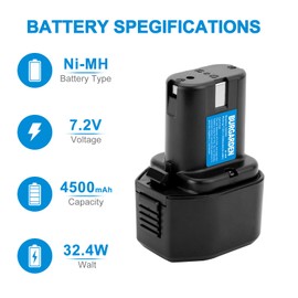 BURGARDEN 7.2V 4500mAh Ni-MH Battery Compatible with Hitachi 325292 EB712S EB714S FEB7S DN10DSA NR90GC2 NRWH6DC EB7 DN10DVA DN6DM DN7DT D10dB FDS7DVA NR90GC DN6DM