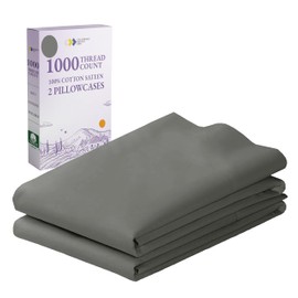 California Design Den 1000 Thread Count, Soft & Smooth, 100% Cotton Sateen Weave, Hotel-Quality, Set of 2 Classic Style Grey Pillow Case Queen Size Fits Std & Queen Size Pillows