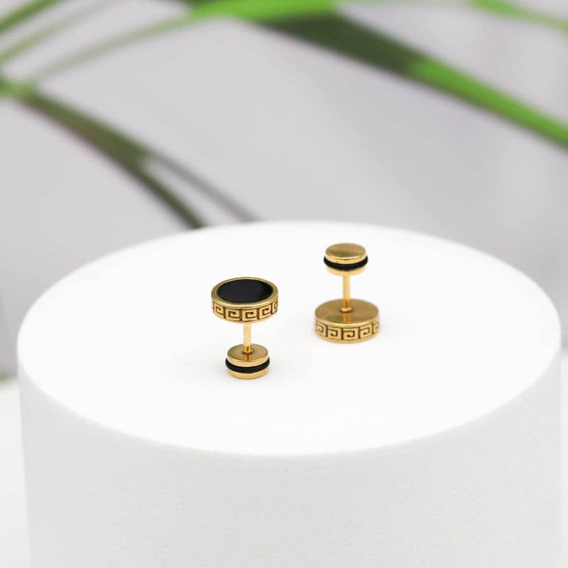 2025 Upgraded Hypoallergenic earrings for men,Mens surgical steel black stud